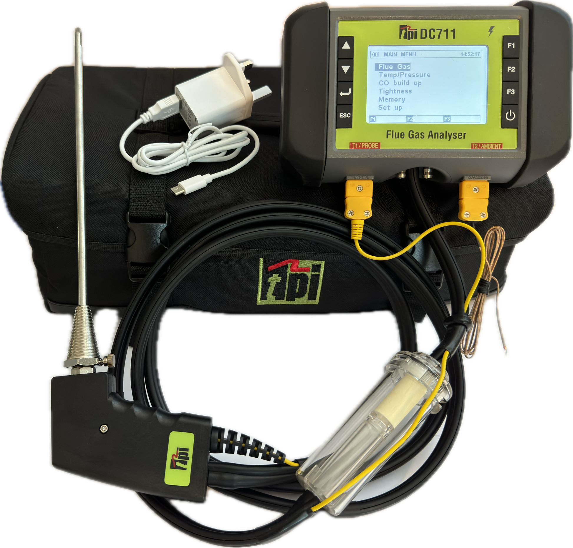 TPI DC711 Flue Gas Analyser With Probe And Charger – DC711 Combustion Analyser With Probe (KIT)