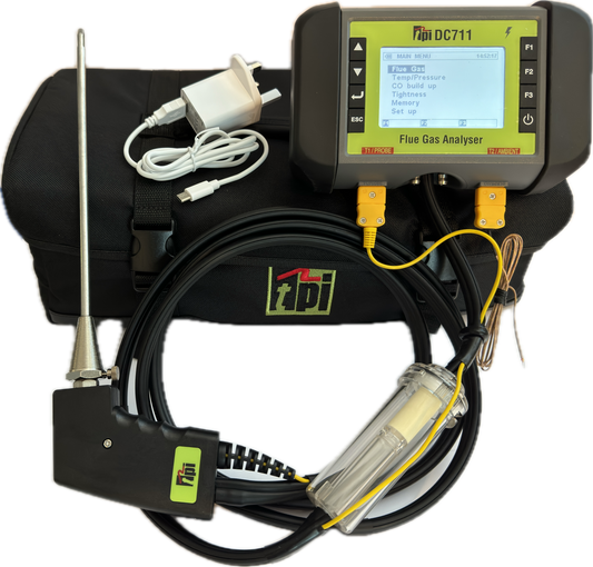 TPI DC711 Flue Gas Analyser With Probe And Charger – DC711 Combustion Analyser With Probe (KIT)