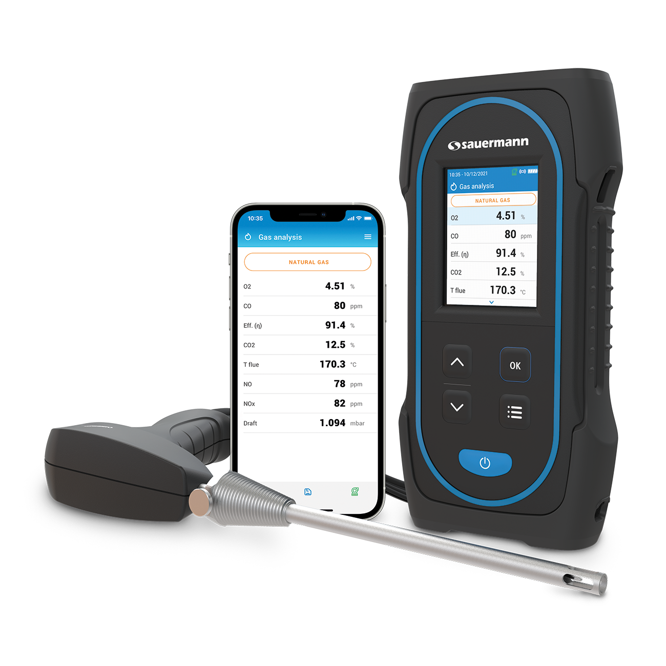 Sauermann Si-CA 030 Flue Gas Analyser With Probe – Si-CA 030 Flue Gas Analyser With Probe and Charger