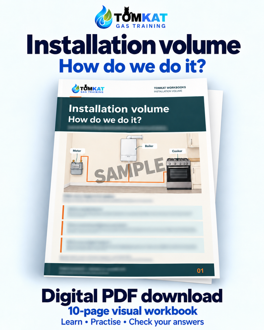 TomKat Installation Volume digital PDF workbook, 10 pages. Sample preview with teaching text obscured; clear workbook supplied after purchase.