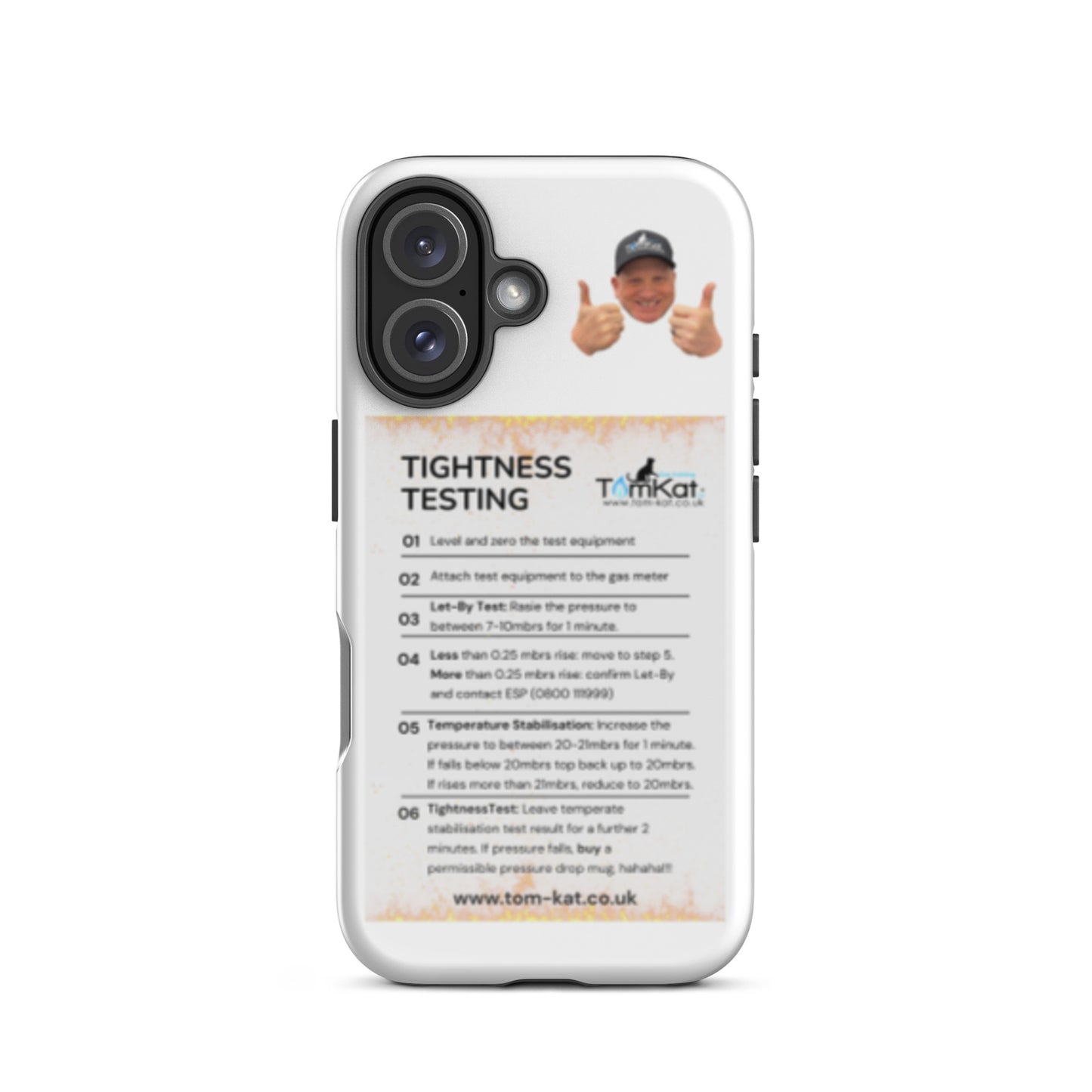 Tightness Test Tough Case for iPhone 16, front view