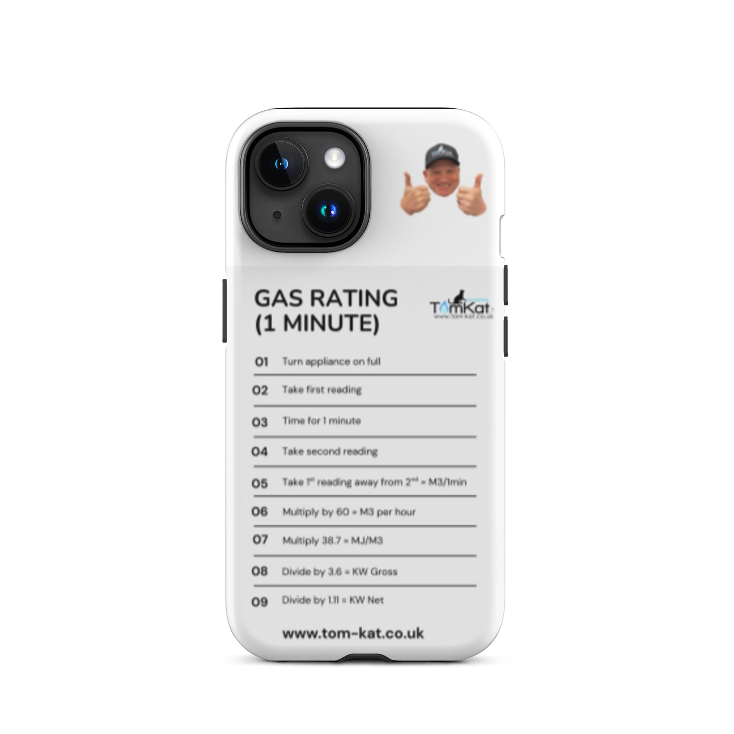 Gas Rate Tough Case for iPhone 15, front view