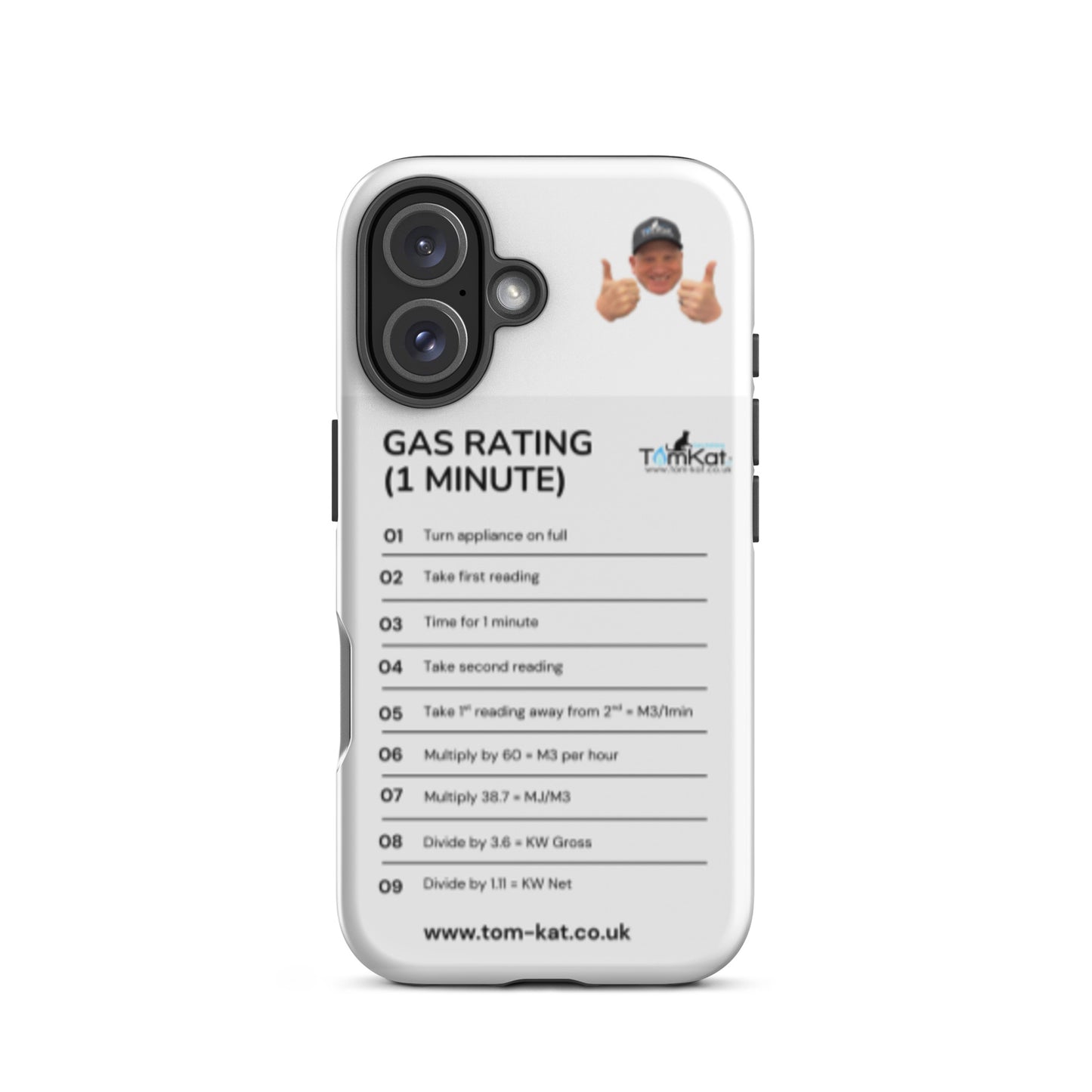 Gas Rate Tough Case for iPhone 16, front view