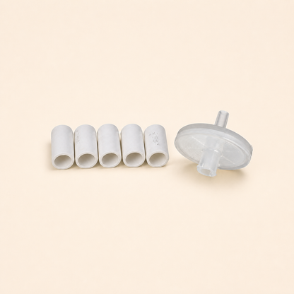 TPI analyser maintenance pack with five A796-F particle filters and A796-D hydrophobic disc filters.