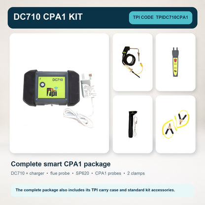 TPI DC710 Bluetooth-Enabled Flue Gas Analyser With Charger And Free Gas Sniffer