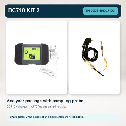 TPI DC710 Bluetooth-Enabled Flue Gas Analyser With Charger And Free Gas Sniffer
