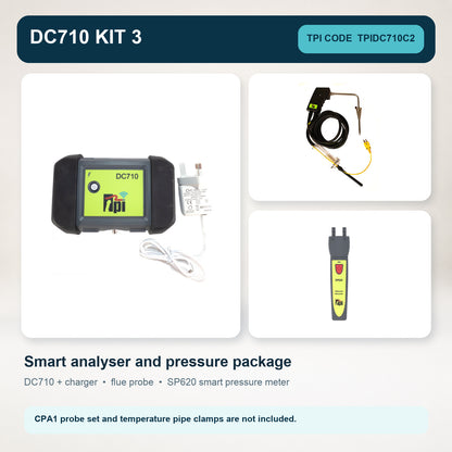 TPI DC710 Bluetooth-Enabled Flue Gas Analyser With Charger And Free Gas Sniffer