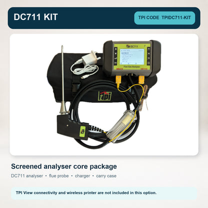 TPI DC711 Flue Gas Analyser With Probe, Charger And Free Gas Sniffer