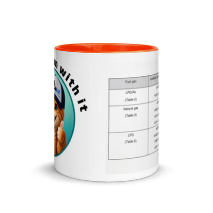 IGEM/UP/1B Edition 4 permissible pressure-drop mug with orange interior and handle, front view