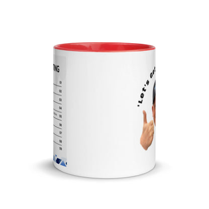 1-Minute Gas Rate Procedure Mug with red interior and handle, front view