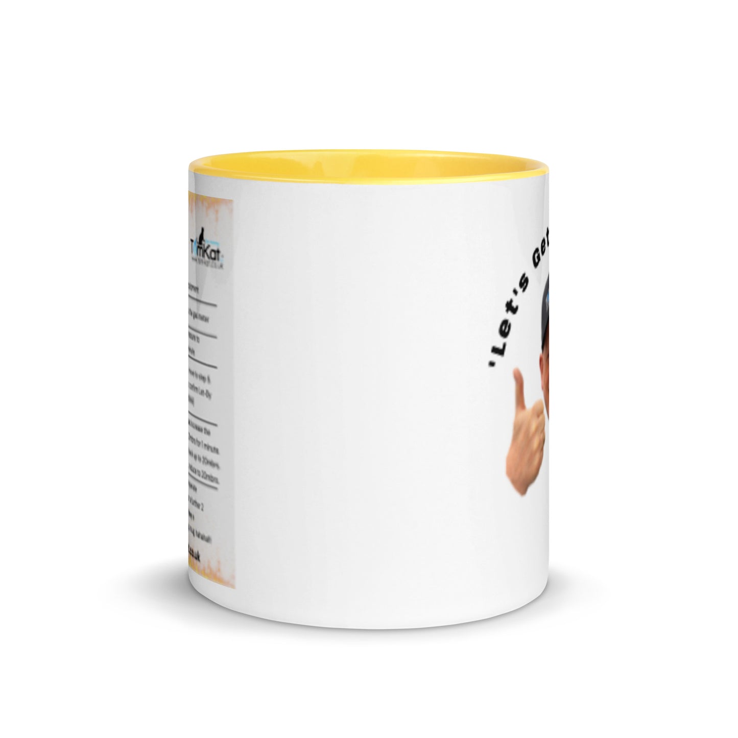 Tightness Testing Procedure Mug with yellow interior and handle, front view