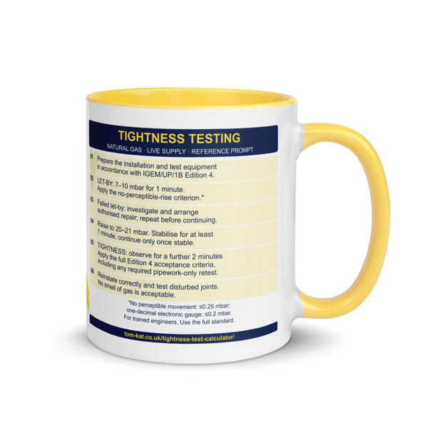 TomKat Tightness Testing Reference Mug — Yellow, 11 oz